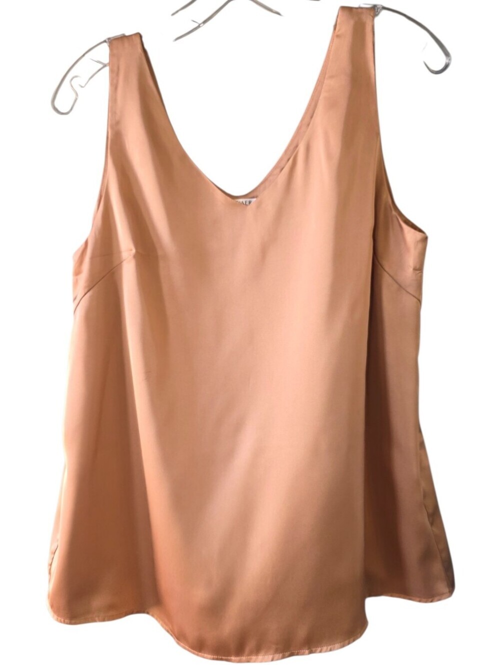 Ekouaer Satin V-Neck Camisole Tank Top in Light Peachy Color Size Large